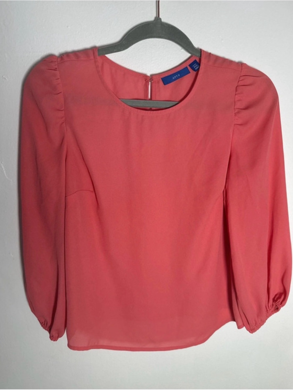 Apt. 9 Coral-Orange Puff Sleeve Blouse
